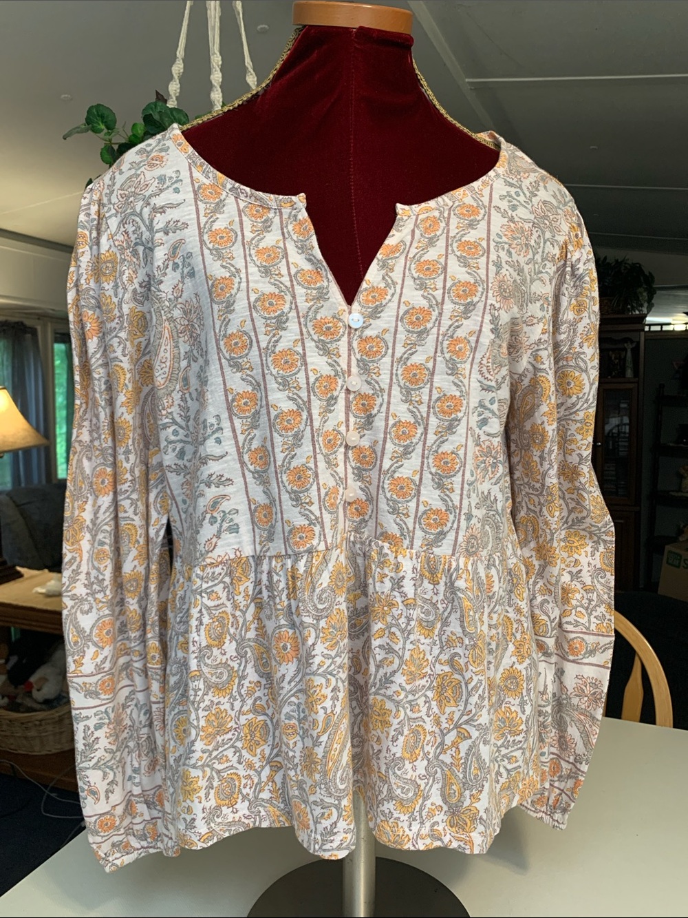 Lucky Brand Women’s Floral Peasant Blouse -NWT